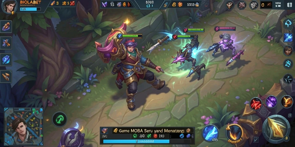 Tampilan aksi mendebarkan dalam gameplay MOBA BIOLABET