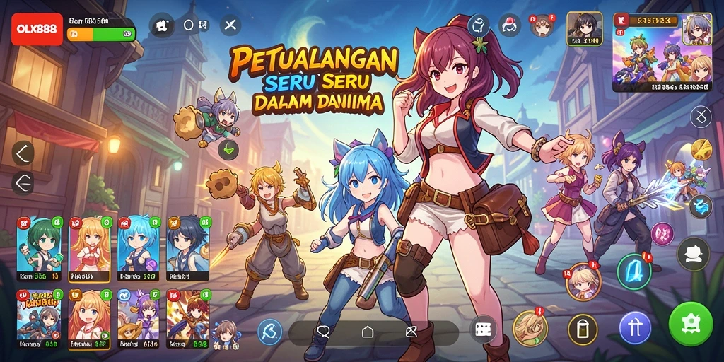 Screenshot OLX888 menampilkan pertarungan epik dalam dunia Anime.