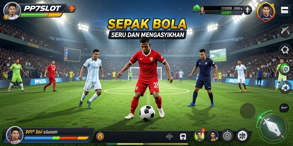 Screenshot PP7SLOT menampilkan aksi seru permainan sepak bola.