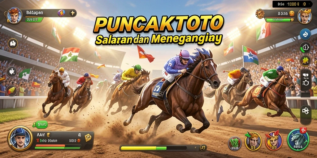 Gameplay PUNCAKTOTO yang intens dan mendebarkan di lintasan balap.