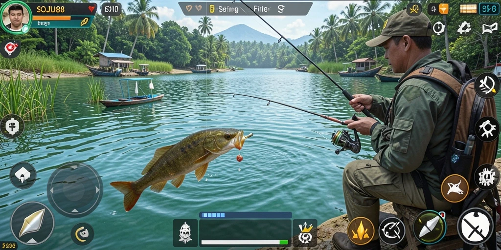 Gameplay menarik dari SOJU88 dengan grafis realistis saat memancing.
